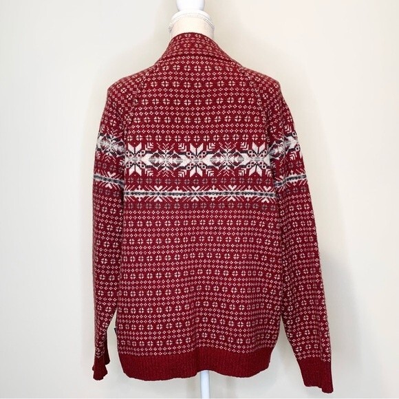 Woolrich 100% Lambs Wool Pullover 1/2 Zip Snowflake Winter Print Sweater XL - Picture 6 of 9